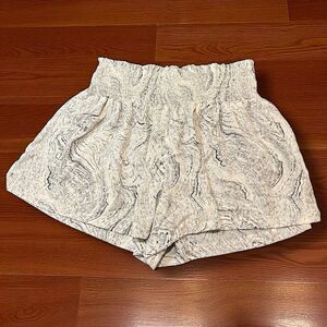 TCEC Women’s Shorts Size L Marble Print Smocked Waist High Rise Casual Lounge